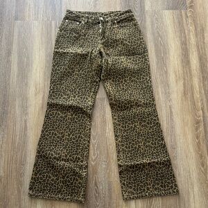 Leopard Print Women ankle flare  Jeans